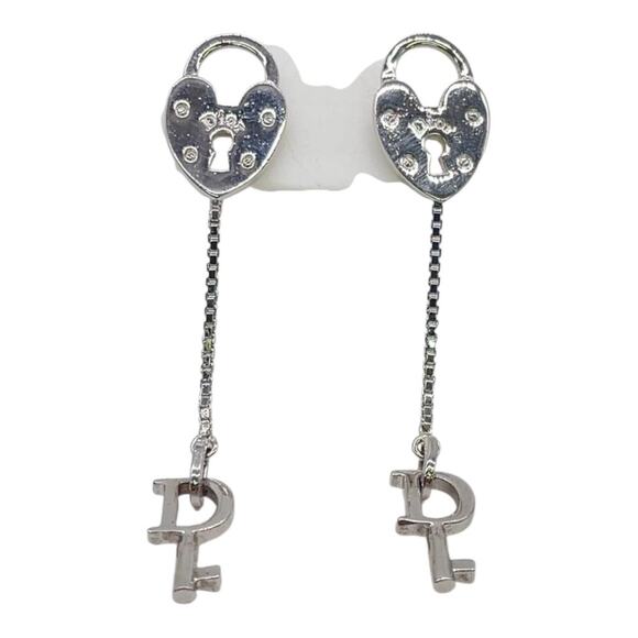 Christian Dior Lock & Key Silver Earrings with box - Picture 5 of 11